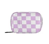 EtherSpher Borsa organizer per medicine a quadri americani viola e bianca con scomparti staccabili riutilizzabile piccolo organizer per pillole per borsa