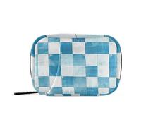 EtherSpher Borsa organizer per medicine con motivo a scacchi blu chiaro e bianco con scomparti staccabili, comodi organizer per pillole per borsa