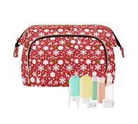 EtherSpher Borsa per cosmetici con fiocco di neve e cervo, leggera, da appendere, borsa da toilette per il trucco da viaggio, Cervo fiocco di neve di Natale rosso, 1 size