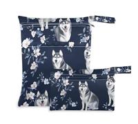 EtherSpher Borsa per costume da bagno bagnata a prova di disordine con cani siberiani husky siberiani, confezione da 2 pezzi essenziali da viaggio per bambino con manici per palestra, viaggio