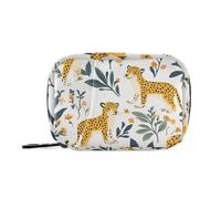 EtherSpher Borsa per il primo soccorso con grazioso leopardo della giungla bianca con scomparti staccabili attaccabile organizer portatile per pillole per borsa