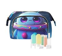 EtherSpher Borsa per il trucco con alieni blu carini cartoni animati borsa per il trucco leggera grande borsa per il trucco da donna portamonete, Alieni blu carino cartone animato, 1 size