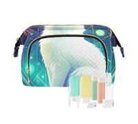EtherSpher Borsa per il trucco con gatto bianco astrologia dei tarocchi dei cartoni animati impermeabile borsa per cosmetici borsa da donna portamonete per trucco da viaggio, Cartone animato Tarocchi