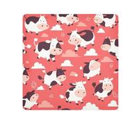 EtherSpher Borsa per il trucco in tessuto autoadesivo con motivo di mucca volante, pesca, cuore, 55 x 55 cm, per trucco da donna, Mucca volante Cuore di pesca, 21.7x21.7in