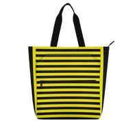 EtherSpher Borsa per la spesa decorativa carina per ragazzi ragazze donne, linea gialla e nera impermeabile riutilizzabile borsa per la spesa con cerniera per la scuola shopping spiaggia arcobaleno