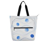 EtherSpher Borsa per libri decorativa per bambini e adulti, arte astratta con linee ondulate rotonde blu leggera per biblioteca borsa a tracolla con tasche per scuola, lavoro, viaggi, arcobaleno bolso