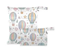 EtherSpher Borsa per pannolini bagnata impermeabile a forma di stelle colorate a forma di mongolfiera, confezione da 2 pezzi essenziali da viaggio per bambini con manici per pannolini per bambini,