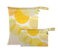 EtherSpher Borsa per pannolini per bambini, rotonda, rotonda, moderna, gialla, a prova di disordine, confezione da 2 pezzi essenziali da viaggio per volare con manici per fare il bagno, la spiaggia