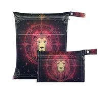 EtherSpher Borsa per vestiti sporchi impermeabile con glitter colorati per tarocchi astrologia leone confezione da 2 elementi essenziali da viaggio per bambino con manici per piscina, asilo nido