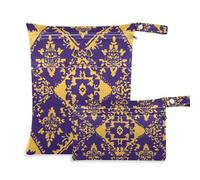 EtherSpher Borsa riutilizzabile in stile country con motivo floreale viola e giallo per viaggi, confezione da 2 elementi essenziali da viaggio per bambini, con manici per fare il bagno, asilo nido