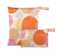 EtherSpher Borsa rotonda a pois arancione moderna con cerniera per bagnato, confezione da 2 elementi essenziali da viaggio per volare con manici per spiaggia, pannolini per bambini