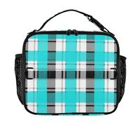 EtherSpher Borsa termica per bambini con tracolla e portabottiglie a scacchi a scacchi con doppia cerniera, per scuola/picnic lonchera termica para Frio y calienta