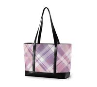 EtherSpher Borsa tote da donna in tartan scozzese rosa pastello e viola con cerniera tote bag per le donne lavorano con pannolino bolsa para laptop