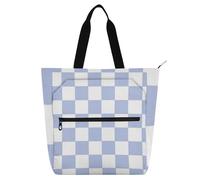 EtherSpher Borsa tote decorativa per bambini e adulti, viola e bianco, motivo scozzese americano, grande, con tasche con cerniera, per scuola, lavoro, viaggi, arcobaleno para guardar libros