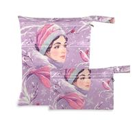 EtherSpher Borse con cerniera viola neve pastello per costumi da bagno 2 Pack borsa per pannolini oggetti essenziali con manici per viaggi, yoga