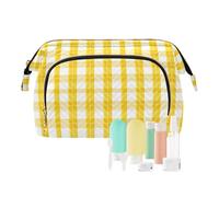 EtherSpher Borse cosmetiche gialle a scacchi di San Valentino Borsa cosmetica portatile di trucco borsa per il cambiamento della borsa per gli organizzatori delle chiavi della carta, Plaid San