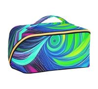 EtherSpher Borse cosmetiche progettate astratta irregolare di colore al neon con i divisori Grande borsa di trucco con la maniglia con gli scomparti & la maniglia