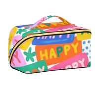 EtherSpher Borse cosmetiche progettate moderne felici del fumetto variopinto con i divisori Zipper Makeup Bag con gli accessori di viaggio della maniglia