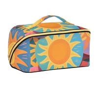 EtherSpher Borse cosmetiche progettate sole variopinto del fumetto con i divisori portatili compongono le borse per le donne con gli scomparti & la maniglia