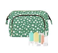 EtherSpher Borse da toilette alla moda bianche a pois verdi borsa da toilette da viaggio leggera da appendere borsa da toilette da donna portamonete per organizer cosmetico, bianco a pois verde moda,