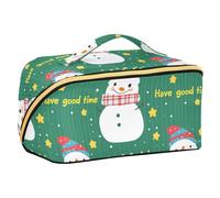 EtherSpher Borse da toilette con scritta Merry Christmas Snowman Star Green Designed con divisori con cerniera borse cosmetiche per donne viaggio verticale autoportante