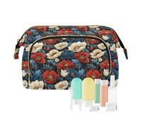 EtherSpher Borse da viaggio impermeabili per il trucco con fiori di papavero di mais rosso e bianco borse da viaggio per donne borsa cambio monete per cosmetici da viaggio, rosso e bianco Corn Poppy