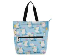 EtherSpher Borse decorative per bambini per ragazzi ragazze donne, carino cartone animato blu pinguino leggero borse tote borse con tasche interne per scuola lavoro viaggi arcobaleno bolso para libros