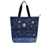 EtherSpher Borse decorative per libri per bambini ragazzi ragazze, cielo stellato nero impermeabile riutilizzabile borsa da spiaggia con cerniera per la scuola shopping viaggi arcobaleno bolso para
