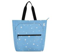 EtherSpher Borse decorative per libri per ragazzi ragazze adulti, Childish Star blu grandi borse della spesa con cerniera per college shopping spiaggia arcobaleno bolsa para llevar
