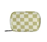 EtherSpher Borse della medicina del plaid del controllo beige cachi per le donne con i compartimenti staccabili caso riutilizzabile della pillola di viaggio per la borsa