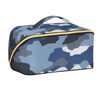 EtherSpher Borse di trucco progettate del camuffamento blu navy con i sacchetti cosmetici portatili dei divisori per gli accessori di viaggio delle donne