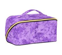 EtherSpher Borse di trucco progettate viola del grano di colore solido dell'annata con i divisori Grande Grande Capacità di Viaggio Cosmetic Bag verticale autoportante