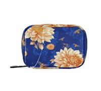EtherSpher Borse per medicine da donna con margherite vintage gialle con scomparti staccabili, organizer portatile per pillole da giorno per borsa