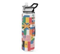 EtherSpher Bottiglia d'acqua sportiva colorata con bandiera nazionale del fumetto trasparente per diario portatile college patio ufficio casa