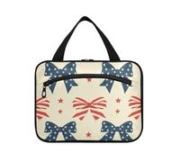 EtherSpher Bow Flag 2 4th Of July Independence Day Rosso Blu appeso oggetto borsa da viaggio con gancio, designer essenziale kit borsa per il viaggio must haves bagno kit de para mujer L, Bandiera di
