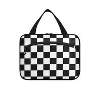 EtherSpher Buffalo Plaid Check Black White Hanging kit da toilette per gli uomini con gancio, borsa snack multifunzionale di design per accessori must haves trip bolso de mano para hombre L, Buffalo