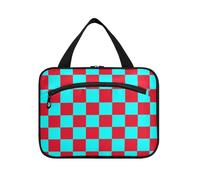 EtherSpher Buffalo Plaid Check Cyan Red borsa da appendere per gli uomini che viaggiano con gancio, borsa tote espandibile di design per le donne che viaggiano hotel kit de para mujer L, Buffalo Plaid