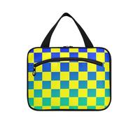 EtherSpher Buffalo Plaid Check Giallo Blu Verde Gradiente appeso borsa da viaggio per gli uomini con gancio, designer borsa da toilette portatile appeso per crociera viaggio estuche para guardar