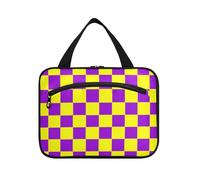 EtherSpher Buffalo Plaid Check Giallo Viola Borse da appendere per le donne articoli da toeletta con gancio, designer moda make up borsa per accessori must haves lavoro estuche para brochas maquillaje