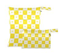 EtherSpher Buffalo Plaid Check Gold White Heart Zipper Laundry Bag 2 Pack Travel Essentials per volare con manici per asilo nido, viaggio