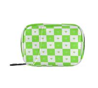 EtherSpher Buffalo Plaid Check Heart Green Medicine Bag con scomparti staccabili comodo organizer per pillole 2 volte al giorno per borsa
