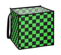 EtherSpher Buffalo Plaid Check Nero Lime Verde Cesta Pieghevole dispensa per la stanza Organizza cesti dispensa 33x33x33 pollici
