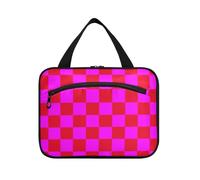 EtherSpher Buffalo Plaid Check Red Magenta appeso borse trucco per le donne con gancio, designer borse cosmetiche essenziali per il viaggio deve viaggio bolsa para guardar maquillaje L, Buffalo a