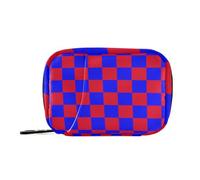 EtherSpher Buffalo Plaid Check Rosso Blu Medicine Storage Bag con scomparti staccabili attaccabile piccolo portapillole organizer per borsa