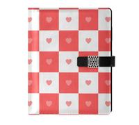 EtherSpher Buffalo Plaid Cuori Rossi Foderato in Pelle Copertina Impermeabile Soggetto Copertina Soggetto College Rigato per Diario 6.7x9.2