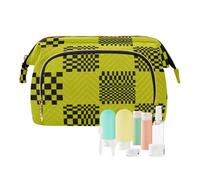 EtherSpher Buffalo Plaid Multi Check Nero Giallo Toiletry Bag Zipper Bagno Storage Bag Gioielli per Cosmetici Grandi, Buffalo Plaid Multi Check Nero Giallo, 1 size
