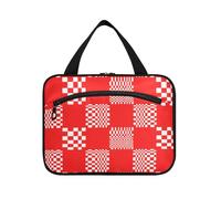 EtherSpher Buffalo Plaid Multi Check Rosso Bianco appeso viaggio trucco borsa con gancio, designer chic skincare borsa per il viaggio deve lavorare estuche para brochas maquillaje L, Buffalo Plaid
