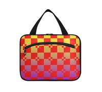 EtherSpher Buffalo Plaid Rosso Giallo Viola Gradiente appeso mens borse da toilette per viaggiare con gancio, designer borse chic per gli uomini per il viaggio deve vacanza estuches para maquillaje L