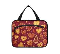 EtherSpher Buon Natale amore rosso Cookies appeso borsa trucco per viaggio con gancio, designer carino borsa per articoli da toeletta per le donne viaggio campeggio cartera para maquillaje L, Buon
