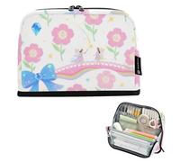 EtherSpher Carino Blu e Rosa Fiore Fiocco Matita Dell'organizzatore Grande Capacità Penna Matita Caso Sottile Scrivania Organizer per Uomo High School bolsa para maquillaje